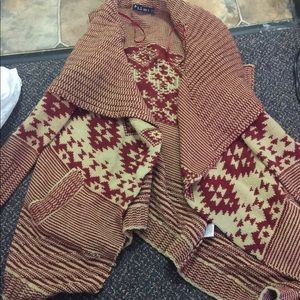 Cardigan! Red and beige! NWOT! Top rated seller!